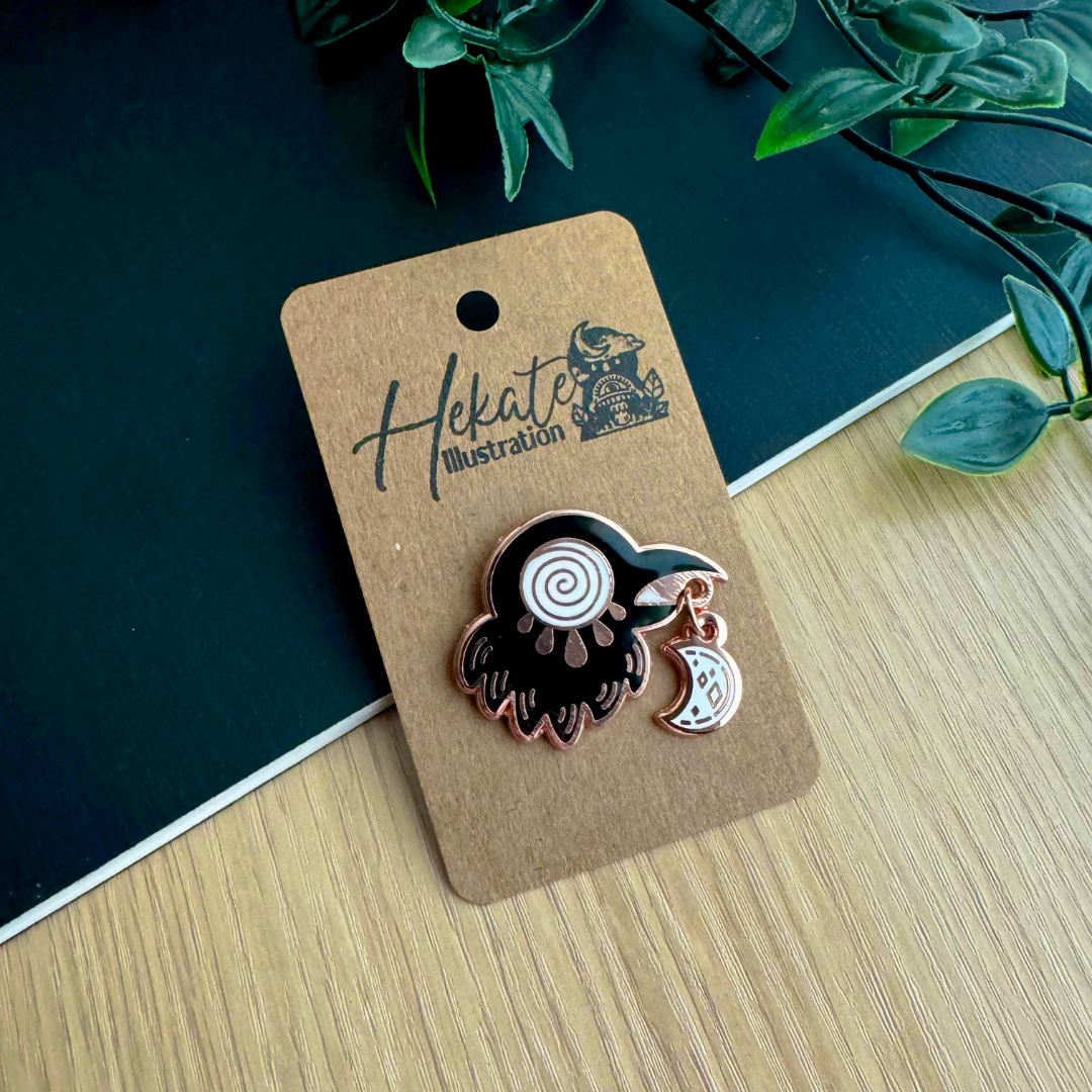 Crow & Little Moon | Enamel Pin